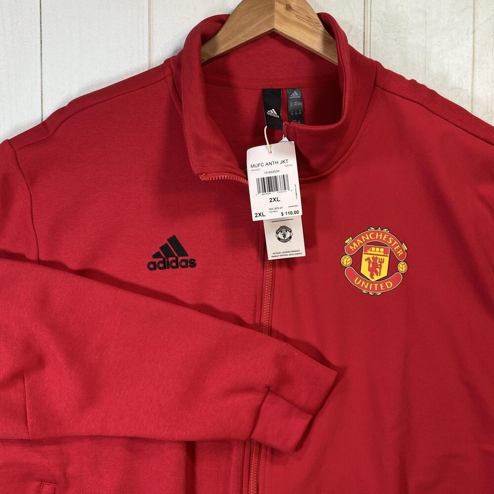 Adidas Manchester United Anthem Jacket Mens 2XL Red Soccer Full